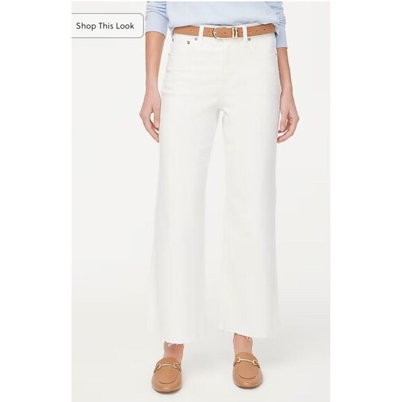 J.Crew Petite Wide-leg Jean in All-day Stretch Size 30P Seashell White NEW BR052 - Picture 1 of 13